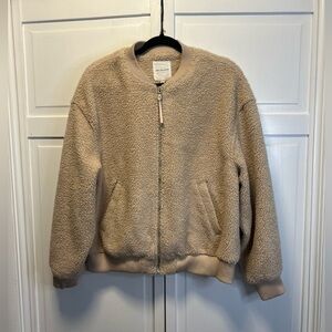 Avec Les Filles Teddy Bear Sherpa Zip-Up Bomber Jacket Size Women’s Medium